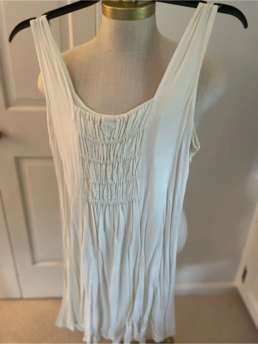 White Sleeveless Lace-Panel Boho Dress - Picture 2 of 5